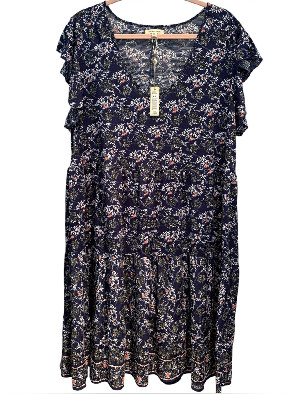 Max Studio - NWT Navy V-Neck Casual Midi Dress Plus 3X